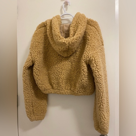 romwe fuzzy faux shearling cropped hooded teddy jacket - Picture 3 of 3